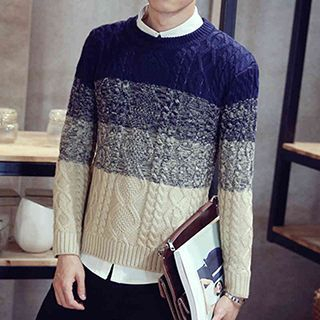 Blueforce Color-Block Cable Knit Sweater