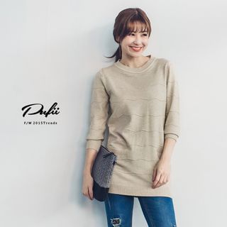 PUFII Pocket Front Long Knit Top
