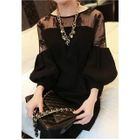 Puff Sleeve Lace Panel Dress Black - XL от YesStyle.com INT Puff Sleeve Lace Panel Dress Black - XL от YesStyle.com INT
