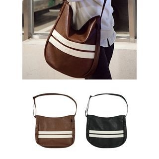 JOGUNSHOP Striped Faux-Leather Shoulder Bag