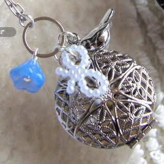 MyLittleThing Vintage Silver Bird Locket Necklace