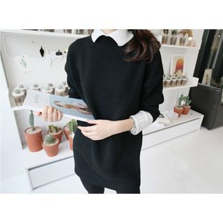 MARSHMALLOW Contrast-Collar Mini Sweater Dress