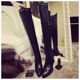 BAYO Studded Pointy Over the Knee Boots
