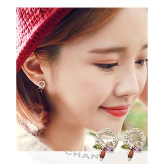 Miss21 Korea Flower Rhinestone Stud Earrings