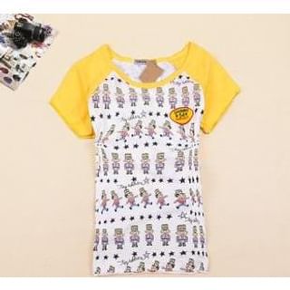 Cute Colors Short-Sleeve Soldier Pattern T-Shirt