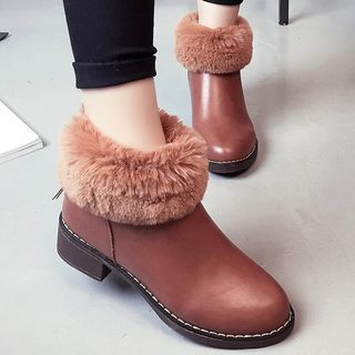 Lynnx Chunky-Heel Furry-Panel Ankle Boots