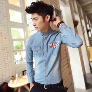 Fisen Long-Sleeve Union Jack Denim Shirt