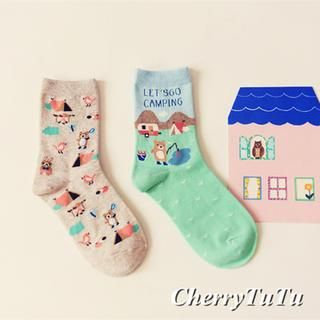 CherryTuTu Set of 2: Animal Print Socks