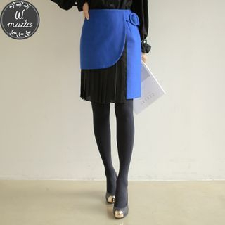 WITH IPUN Color-Block Accordion-Pleat Skirt