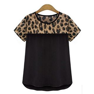 LIVA GIRL Leopard Chiffon T-Shirt