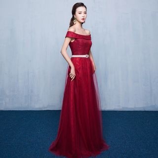 Luxury Style Off-Shoulder Sheath Evening Gown