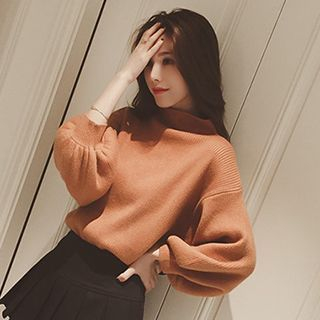 Melon Juice Plain Lantern Sleeve Knit Top