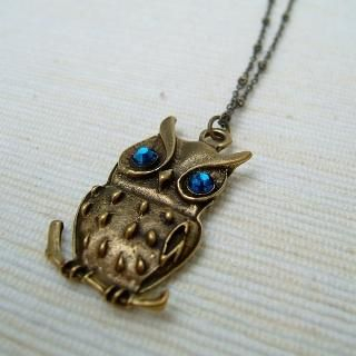 MyLittleThing Shiny Owl Necklace Copper - One Size