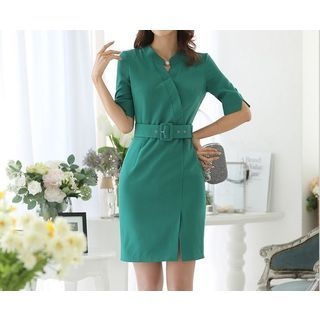 Merald Wrap-Front Sheath Dress