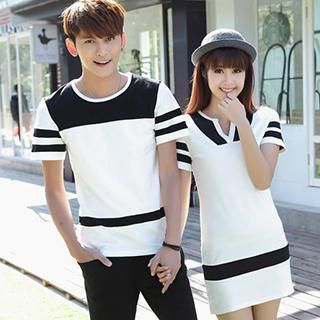 Igsoo Couple Striped T-Shirt / T-Shirt Dress