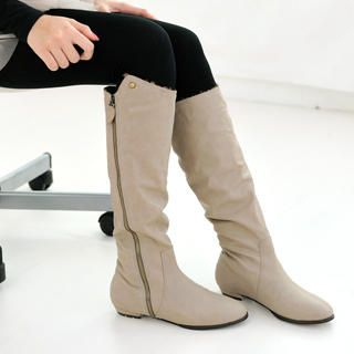Faux Leather Tall Boots