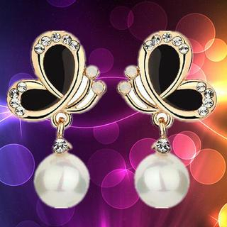 Best Jewellery Butterfly Faux-Pearl Drop Earrings