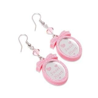 Sweet & Co. Pink Glitter Sweet Heart Pendant Swarvoski Dangle Earrings