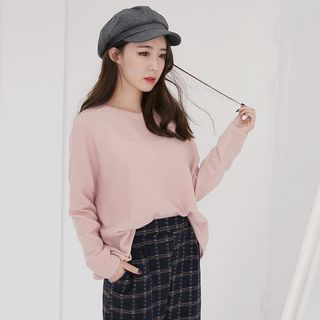Seoul Fashion Drop-Shoulder V-Neck Knit Top