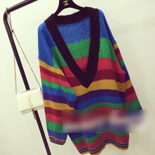 Octavia V-Neck Color-Block Knit Dress