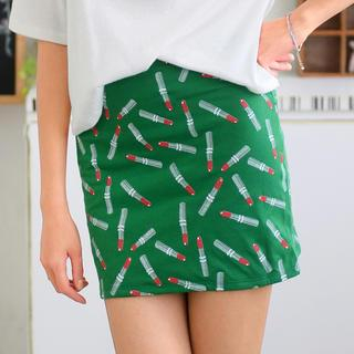 59 Seconds Lipstick Print Pencil Skirt