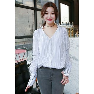 MOROCOCO V-Neck Stripe Blouse