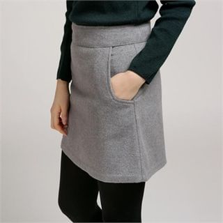 MAGJAY Wool Blend Zip-Back Skirt