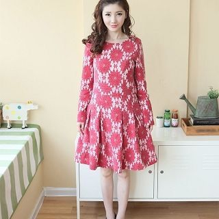 XINLAN Long-Sleeve Lace Dress