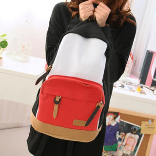 Color-Block Backpack Black and Red - One Size