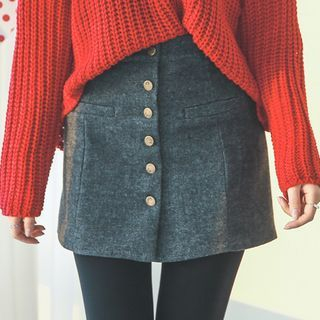 Envy Look Button-Front A-Line Mini Skirt