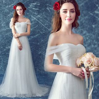 Angel Bridal Long Train Wedding Dress