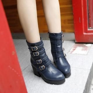 Charming Kicks Platform Wedge Strapped Short Boots