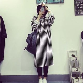 QZ Lady Striped Hood Midi Dress
