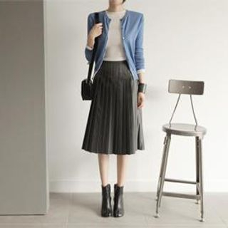 partysu Faux-Leather Pleated Skirt