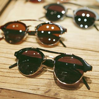 Lose Show Double-Bridge Half Frame Sunglasses