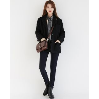 Someday, if Notched-Lapel Single-Breasted Wool Blend Jacket