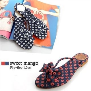 SWEET MANGO Ribbon-Appliqu  Patterned Flip-Flops