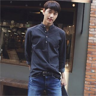 MITOSHOP Mandarin-Collar Half-Placket Shirt