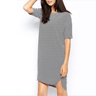 Everose Short-Sleeve Striped Dress