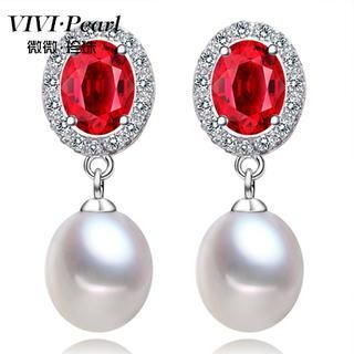 ViVi Pearl Freshwater Pearl Sterling Silver Embellished Earrings