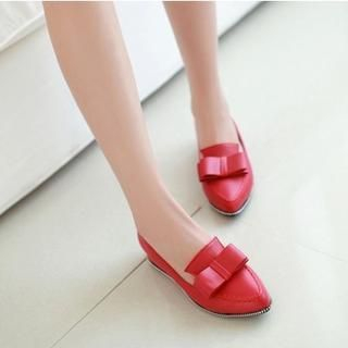 JY Shoes Bow Accent Hidden Wedge Flats