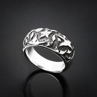 Sterlingworth Moon and Flower Tinted Sterling Silver Ring