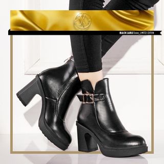 YIYA Buckled Platform Heeled Short Boots