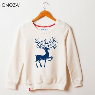 Onoza Long-Sleeve Reindeer-Print Pullover