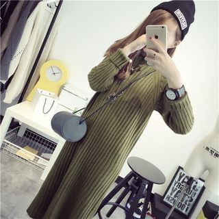 Qimi Long-Sleeve Plain Knit Dress