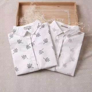 TOJI Long-Sleeve Leaf Print Shirt