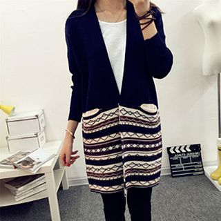 Jiuni Patterned Long Knit Jacket