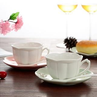 Home Simply Set of 3: Embossed Cup + Saucer + Spoon