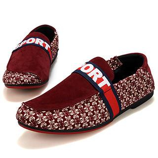 Preppy Boys Lettering Floral Panel Loafers