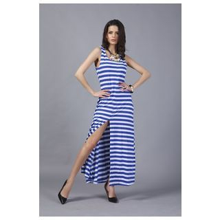 Hotprint Sleeveless Striped Maxi Dress